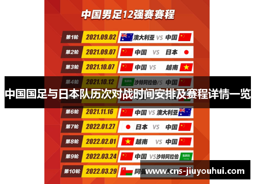 中国国足与日本队历次对战时间安排及赛程详情一览